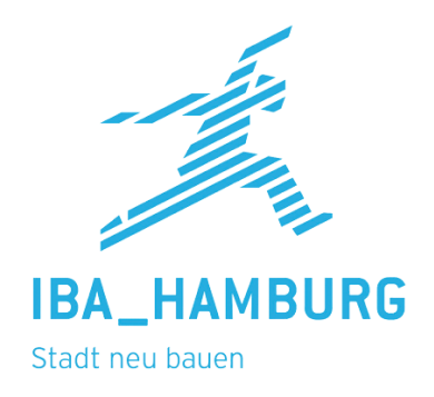 Logo IBA Hamburg mit Claim Stadt neu bauen